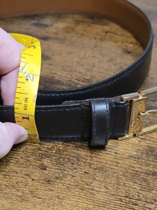 Dior Black Leather Men's Belt with Gold Buckle - Picture 3 of 16